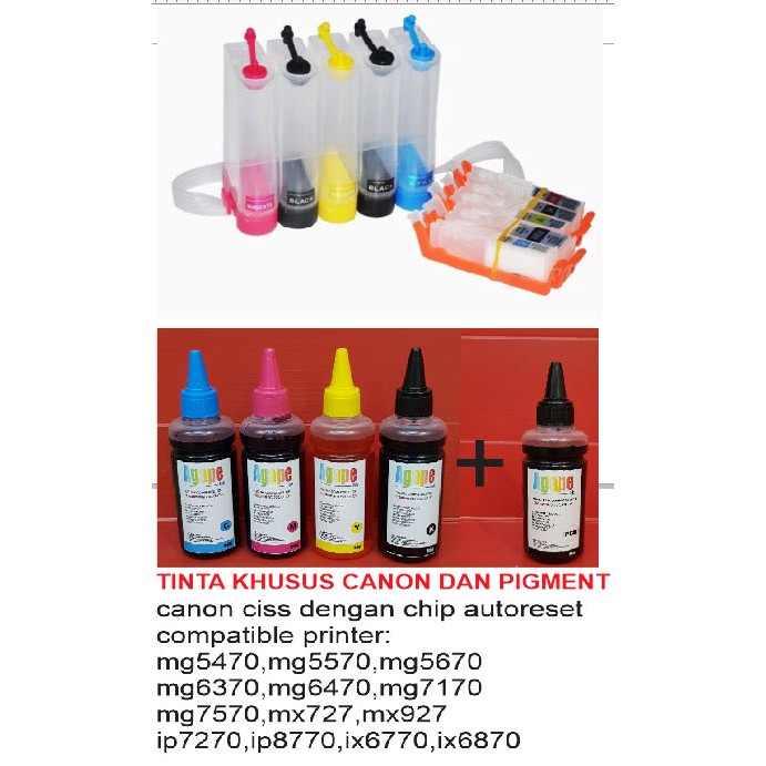 CANON IX6770 MG5470 IX6870 INFUS SYSTEM DENGAN TINTA BLACK PIGMENT