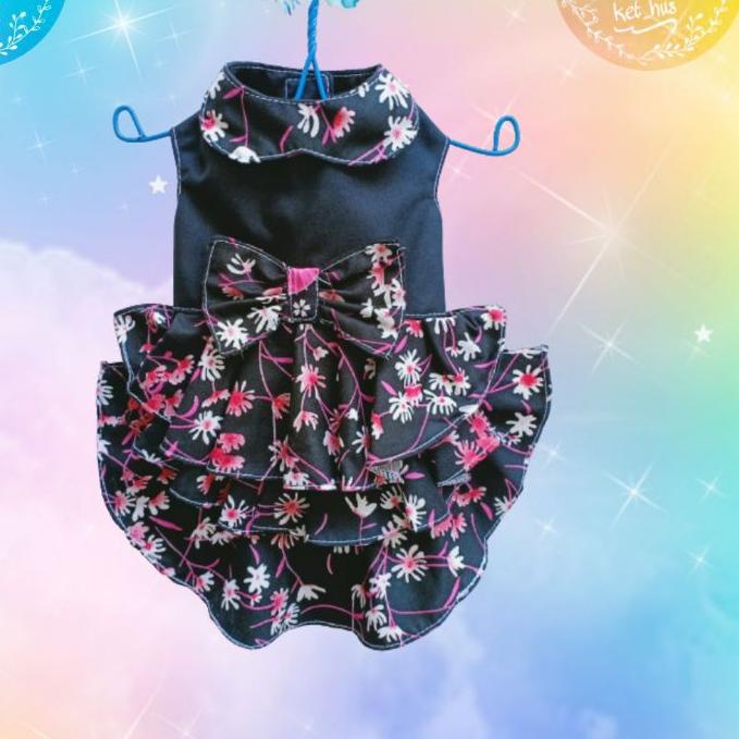BestSeller⛄ Baju Kucing Dan Anjing Betina Kecil Dress Mini Pom Angora Persia Motif Bunga
