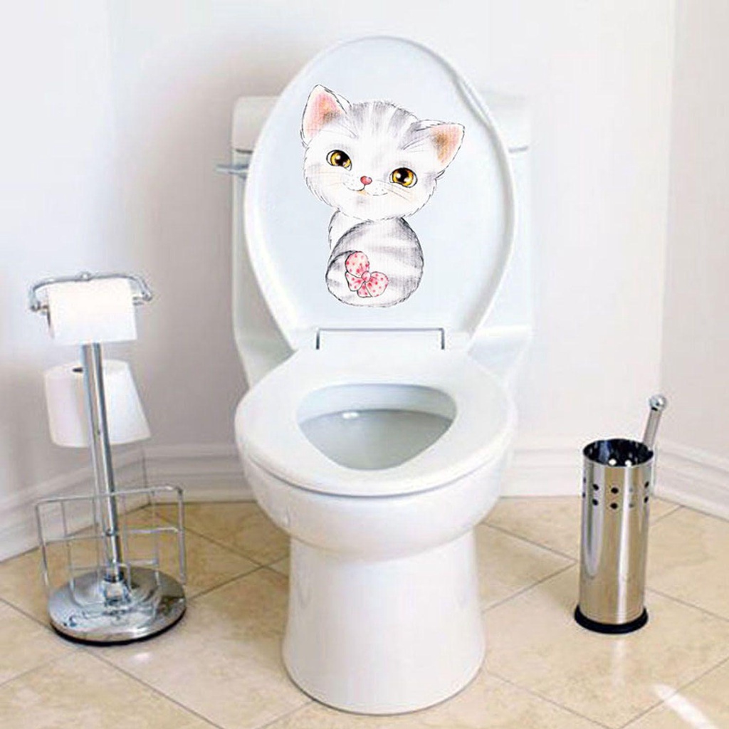 R-flower Kitten Wall Sticker Poster Wallpaper Ruang Tamu Toilet Kartun