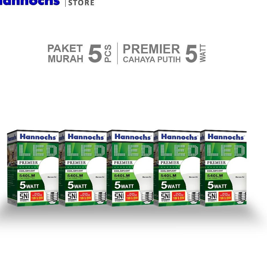 Hannochs - Lampu LED Premier - 5 watt - Cahaya Putih (Paket 5 PCS) –CZK.12My22ᵂ
