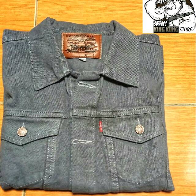 Jaket Jeans Denim Pria Grey