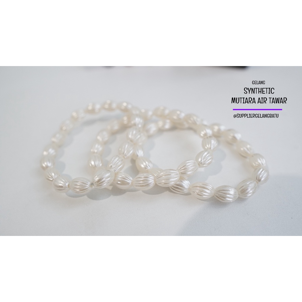 GELANG Mutiara Sintetis OVAL ULIR 10MM WHITE PEARL TULANG bingkisan