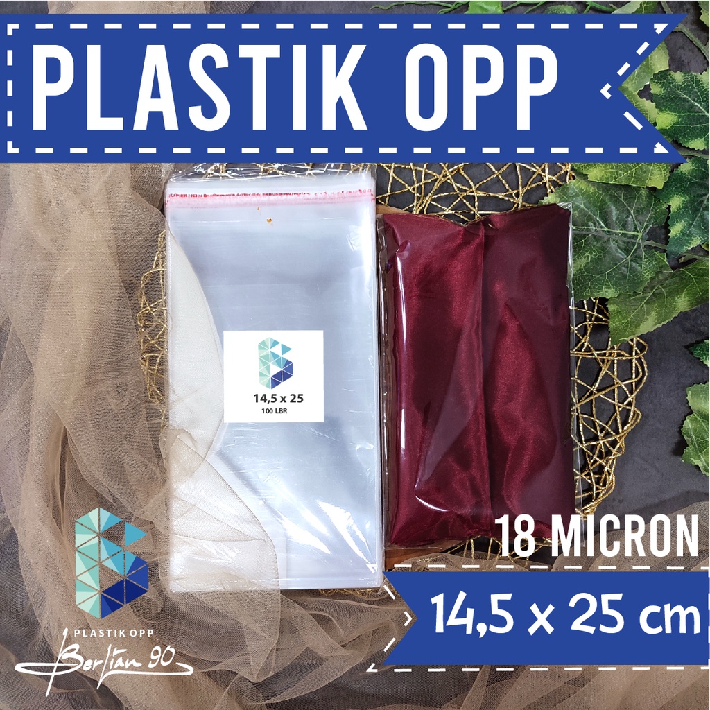 

Plastik OPP 14,5 X 25 CM 18 MIC 100LBR / PLASTIK BENING KEMASAN JILBAB EKONOMIS TERMURAH