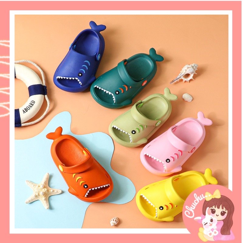 Sepatu sandal anak kartun baby shark kid sandal hiu sandal pao pao karet bayi anak lucu