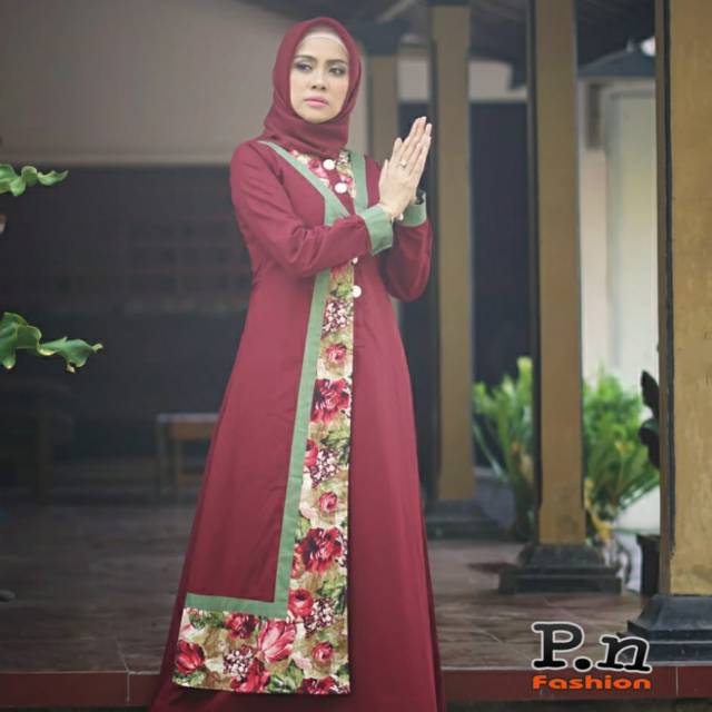 PN fashion pn gm 1210 marun Gamis Cantik Busui