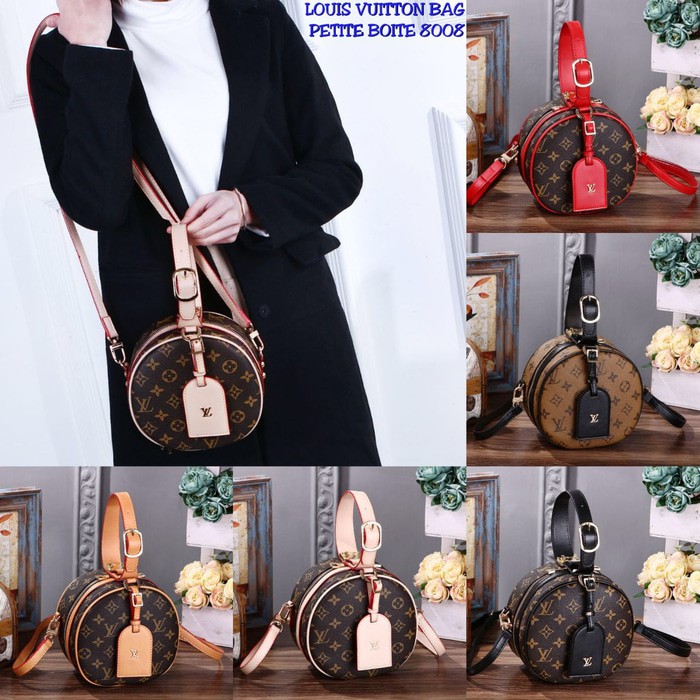 TAS SELEMPANG BATAM LV PETITE BOITE IMPORT MODEL SLINGBAG BULAT FREE TALI + DOMPET
