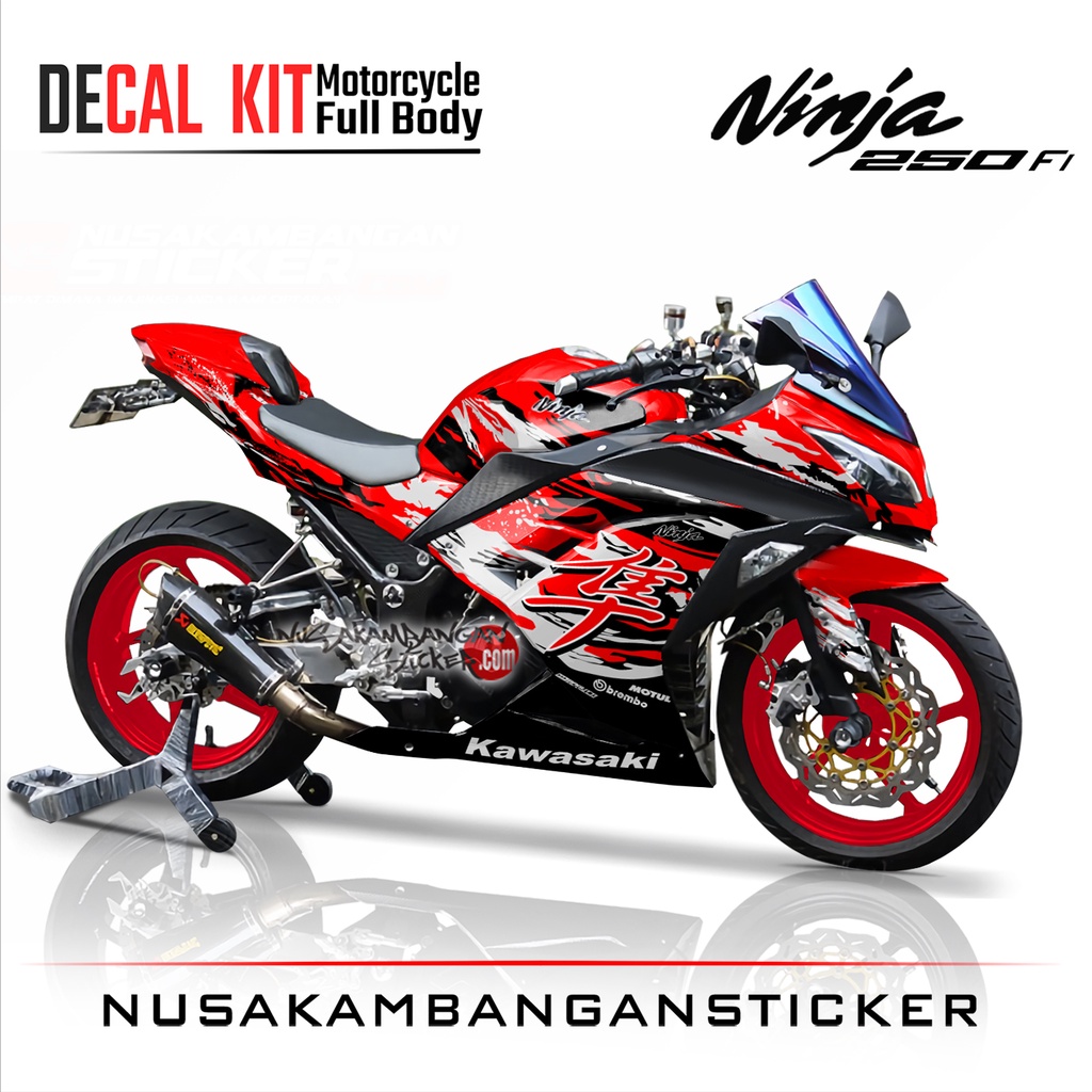 Stiker Ninja 250 Fi Bercak Kanji Merah