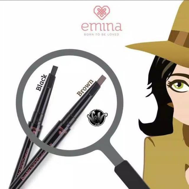EMINA DOUBLE AGENT EYEBROW/ EYEBROW/ EMINA/ MAKE UP MATA/ MAKE UP/KOSMETIK MATA/KOSMETIK/PENSIL ALIS