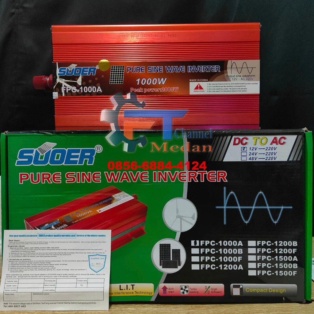 Inverter 1000w Pure Sine Wave merk Suoer