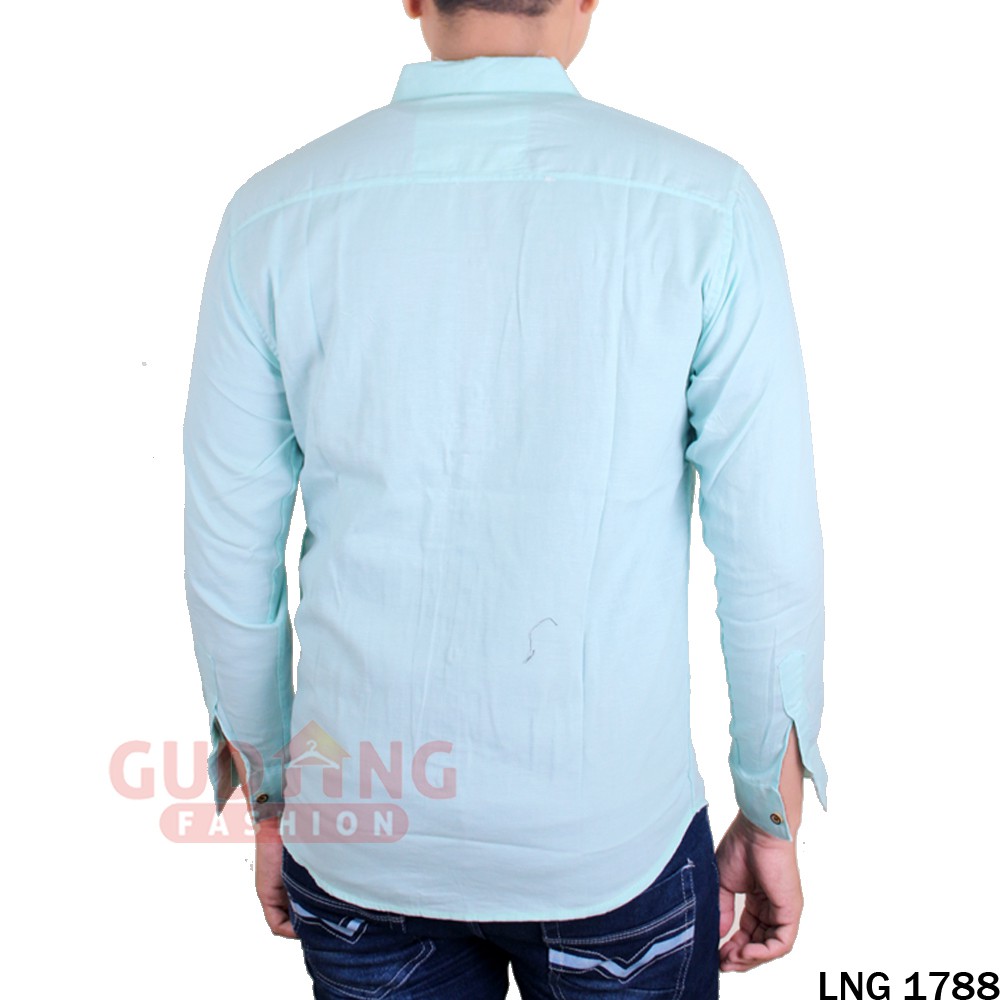 Baju Kemeja Cowok Lengan Panjang Katun Oxford Polos - LNG 1788