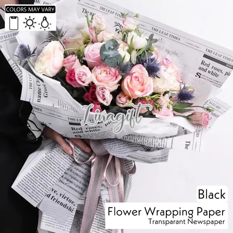 ( 5 Lembar ) TRANSLUCENT NEWSPAPER - FLOWER WRAPPING COLOR PAPER KERTAS BUNGA BUKET FLORIST PLASTIC CELLOPHANE