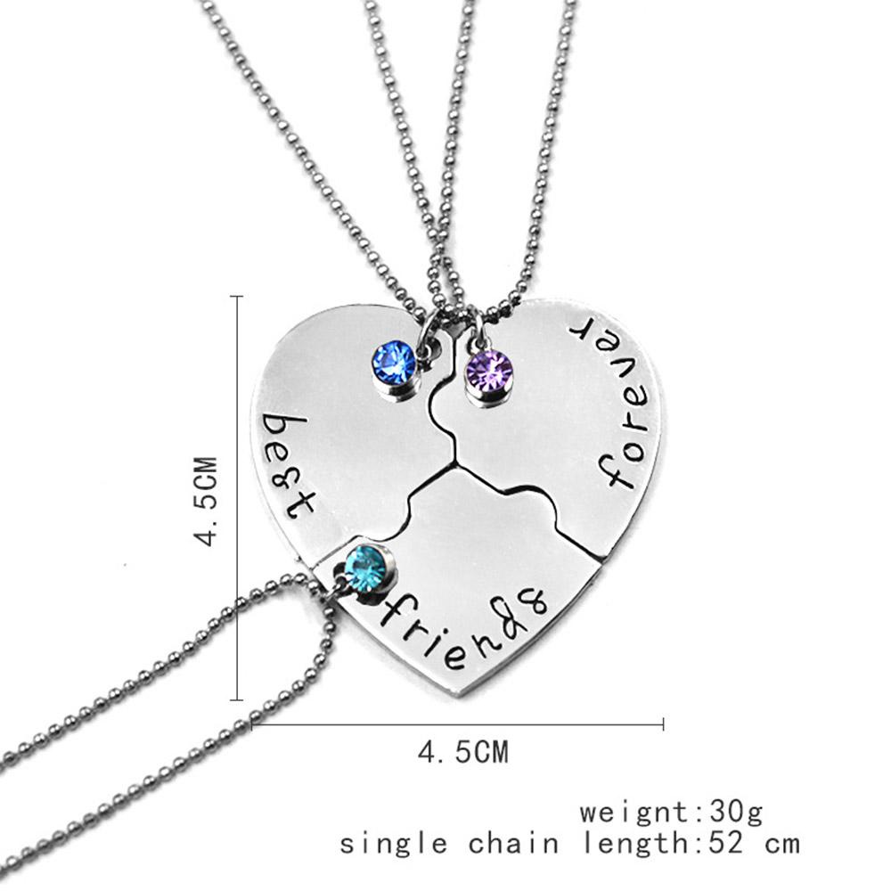 Preva 3/4Pcs/Set Kalung Cinta Perhiasan Birthstones Heart Puzzle Piece