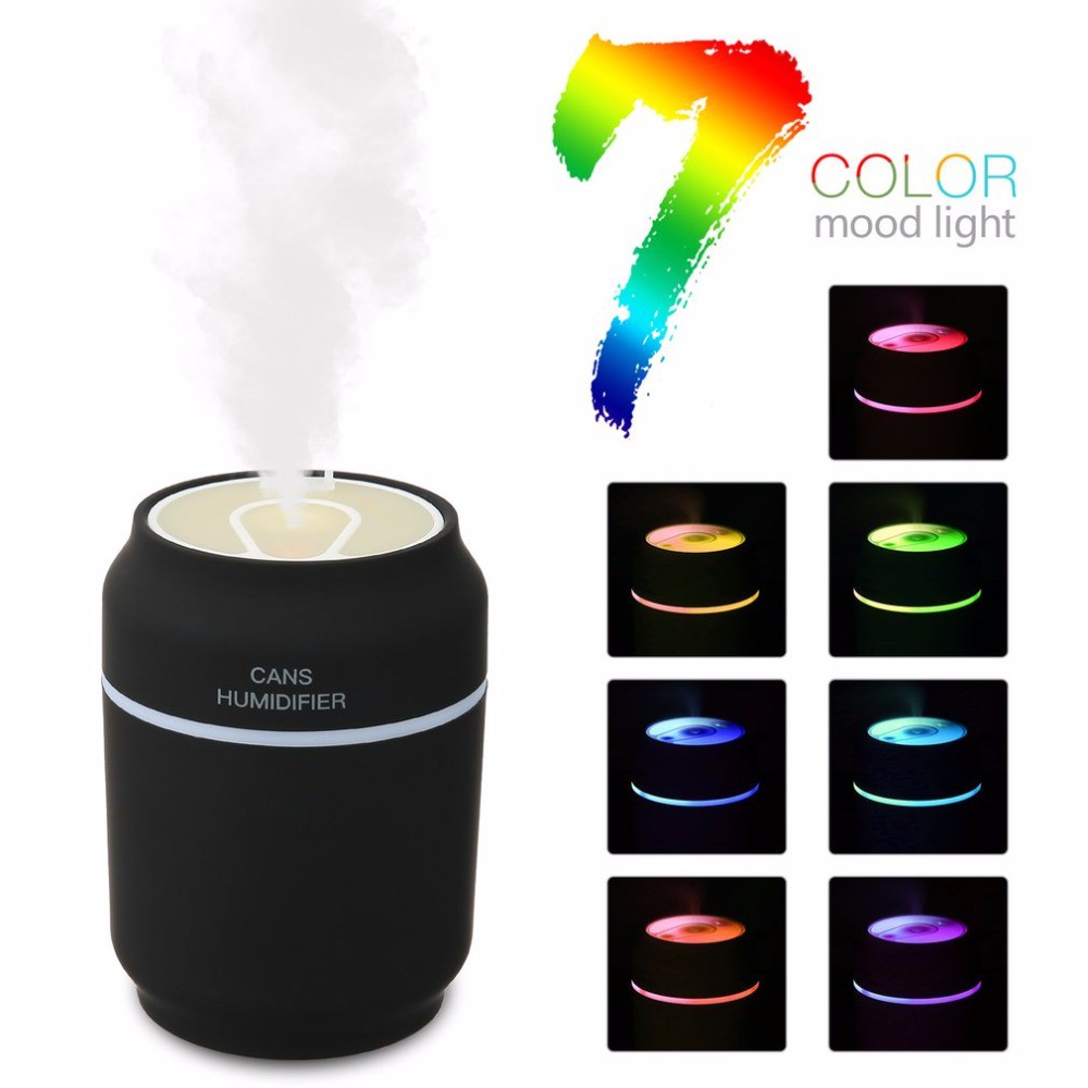 3 in 1 Mini Cute USB Can Shape (Botol Kaleng) Humidifier 7 Color LED Night Light Diffuser - 200ml