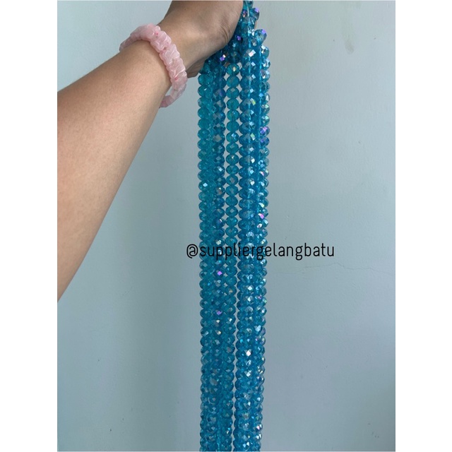 Crystal Ceko 14mm Soft Blue QUARTZ kristal kuarsa biru laut bahan craft bahan kalung gelang anting strap mask kerajinan tangan craft citayam fashion week etink vintage elegan bali manik crystal