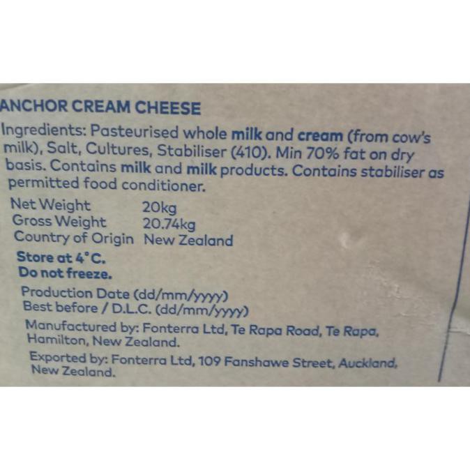 

Cream Cheese Anchor 20 Kg Halal Premium Quality Import New Zealand Dirgaproject