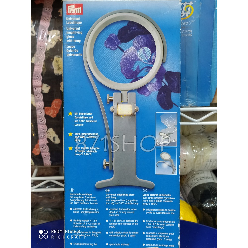 PRYM UNIVERSAL MAGNIFIYING GLASS WITH LAMP (Kaca Pembesar dgn lampu)