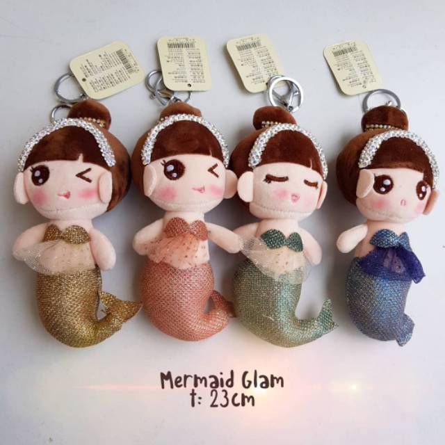 Boneka mermaid glam gantungan kunci tas