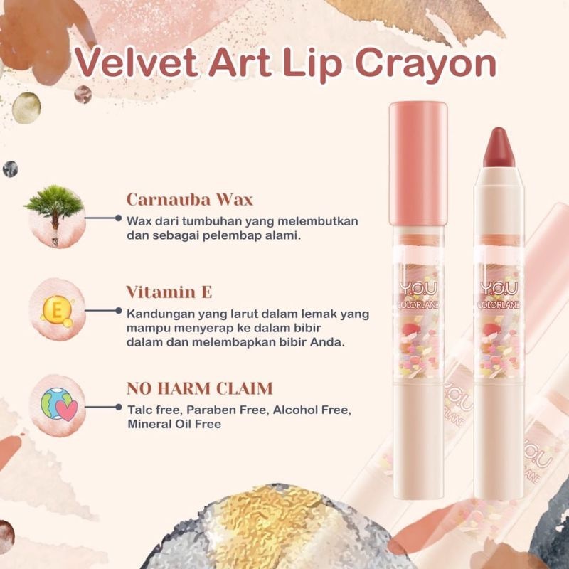 YOU Colorland Velvet ART Lip Crayon Y.O.U