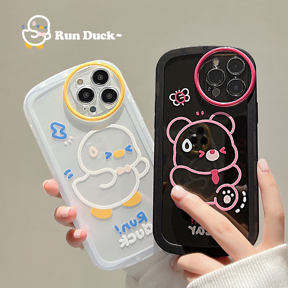 Case Pelindung Bahan Silikon Motif Kartun Bebek Beruang Untuk Iphone 14 7 8 Se 2020 7 + 8PLUS 11 12 13 Mini PRO MAX