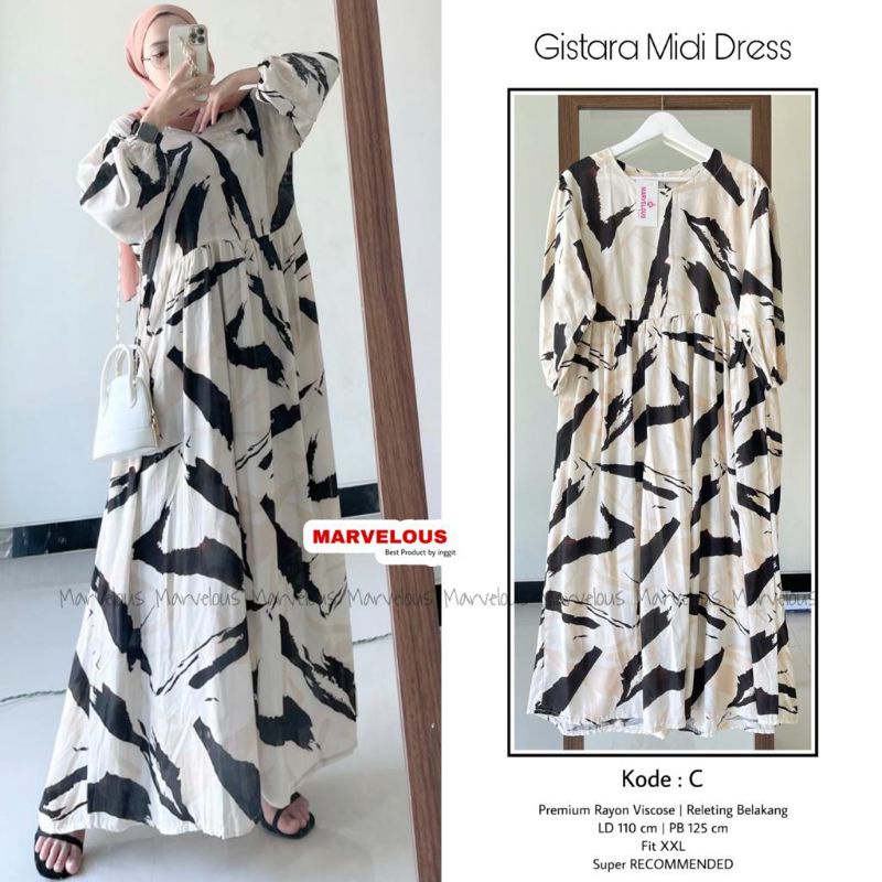 GISTARA MIDI DRESS BY MARVELOUS (DRESS MUSLIMAH) Midi dress premium rekomended