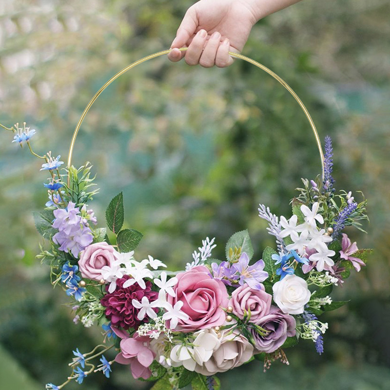 DIY Wedding Garland Catcher Metal Iron Hoop/Hanging Handheld Handmade Bride Flowers Wreath/Birthday Valentinesday Gift Party Decoration