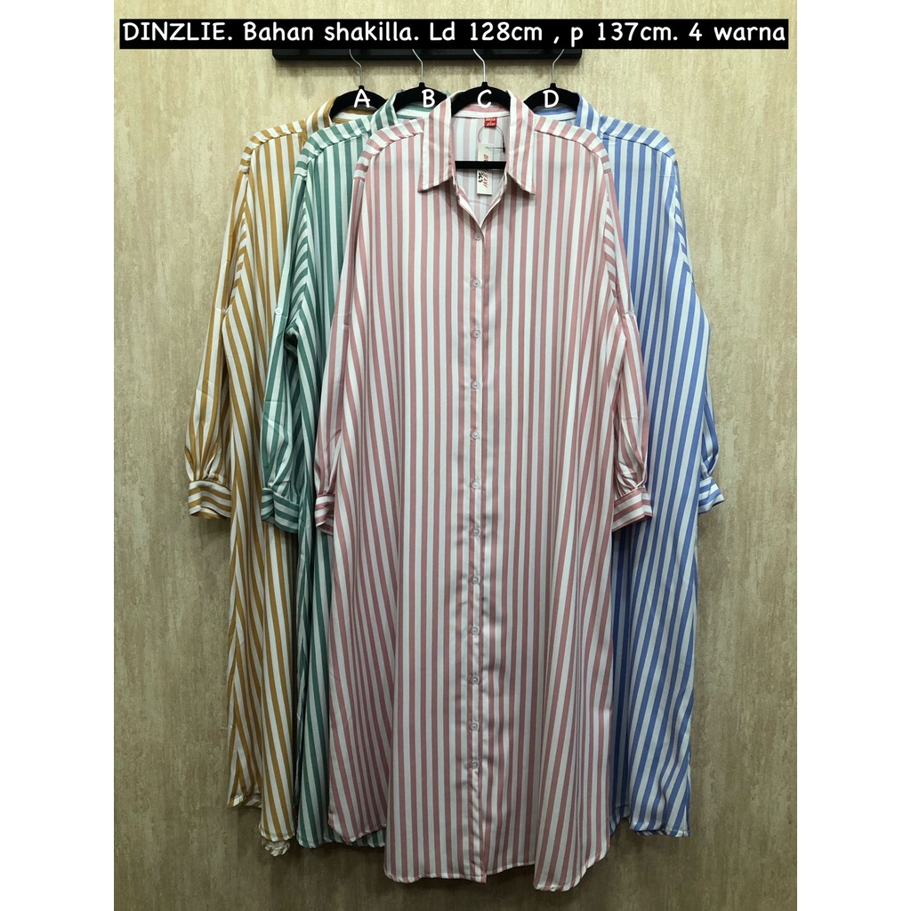 LONGDRESS LONG TUNIK TUNIC KEMEJA PANJANG WANITA GAMIS LENGAN PANJANG BAHAN SHAKILLA MOTIF SALUR GAR