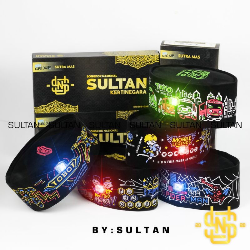 kopyah anak LED karakter