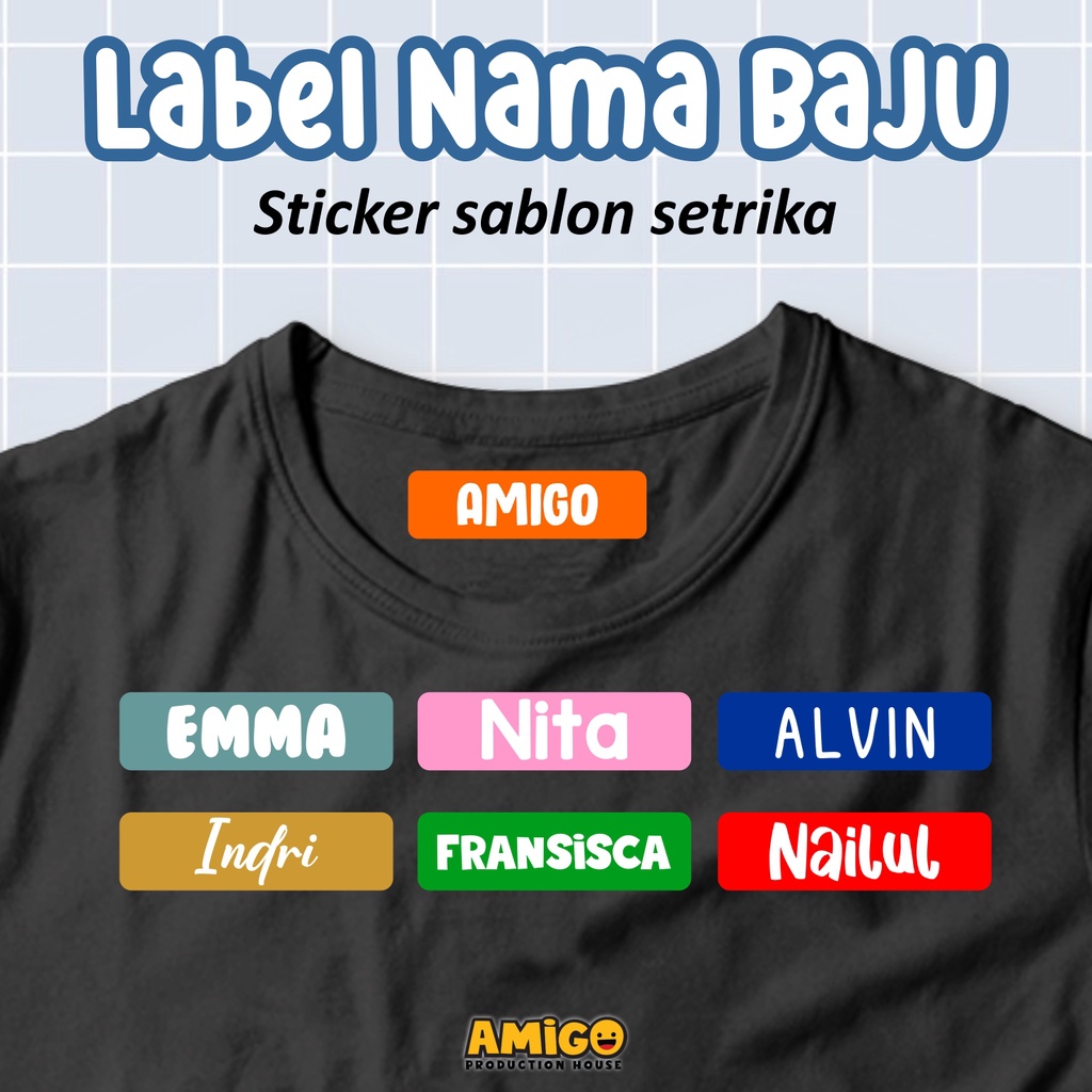Stiker Baju Setrika Label Nama Baju Stiker Kain Name Tag Laundry Custom Bahan DTF siap pakai
