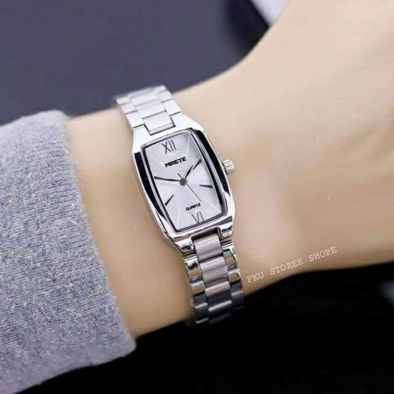 JAM ANALOG BESST SELLER ✅  FASHION WANITA RANTAI SILVER WATER RESISTANT JAM TANGAN KASUAL WANITA JAM TANGAN WANITA MIRETE JAM TANGAN CEWEK TAHAN AIR SPORTY