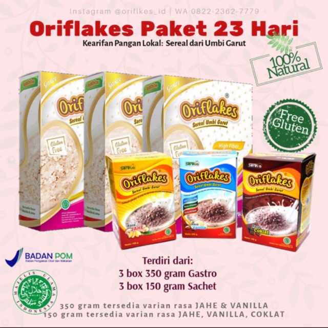 

[PROMO] Paket MURAH ORIFLAKES Sereal UMBI GARUT Mengobati Asam Lambung Gluten Free dan Rendah Gula