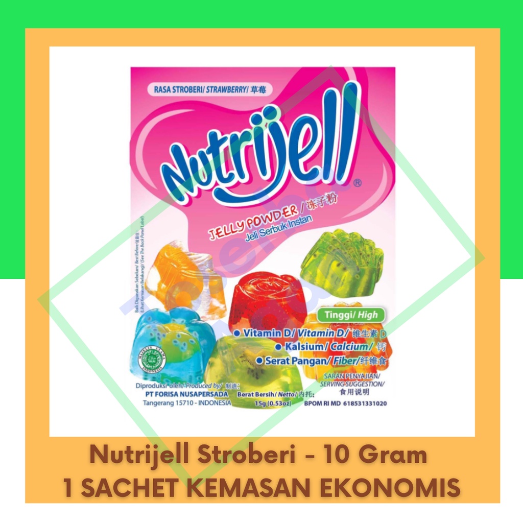 Nutrijell Strawberry - 10 gr Jelly Kemasan Ekonomis Stroberi