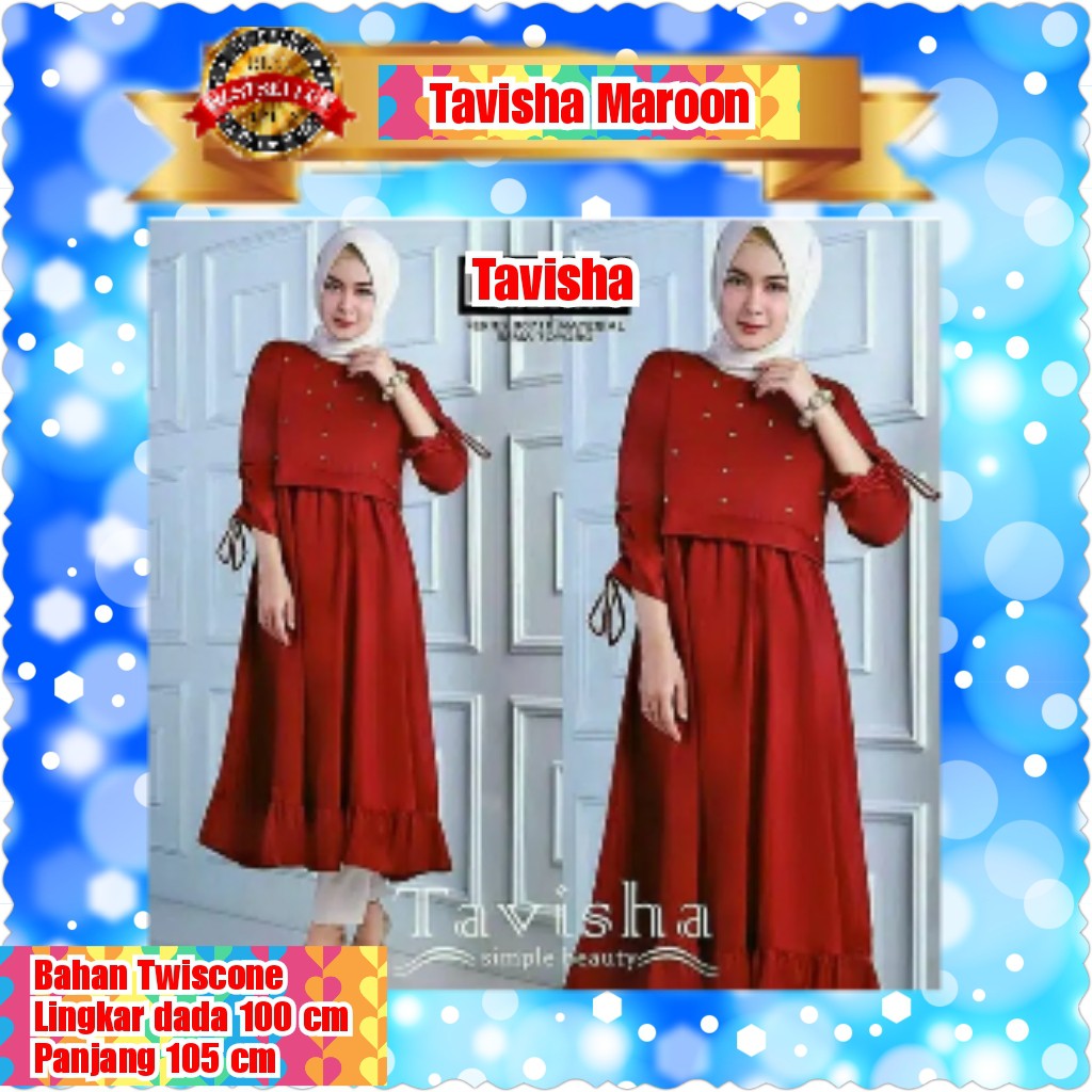 TAVISHA TUNIK / PAKAIAN WANITA MUSLIM /TERPOPULER/TERLARIS/TERMURAH/KONDANGAN