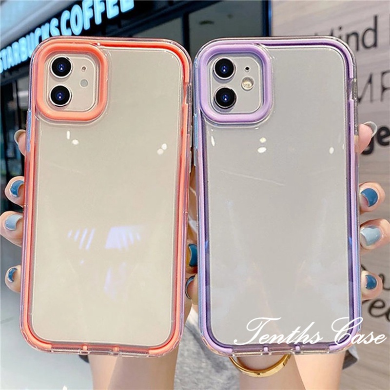 Oppo A17 A17K A57 A16 A16s A15 A15s A95 A93 A94 A74 A54 Reno 6 5 A92 A72 A52 A53 A31 A5 A9 2020 A3s F9 F11 Pro Bingkai Warna Warni 3in1 Perlindungan Lensa Casing Hp Bening Soft Cover