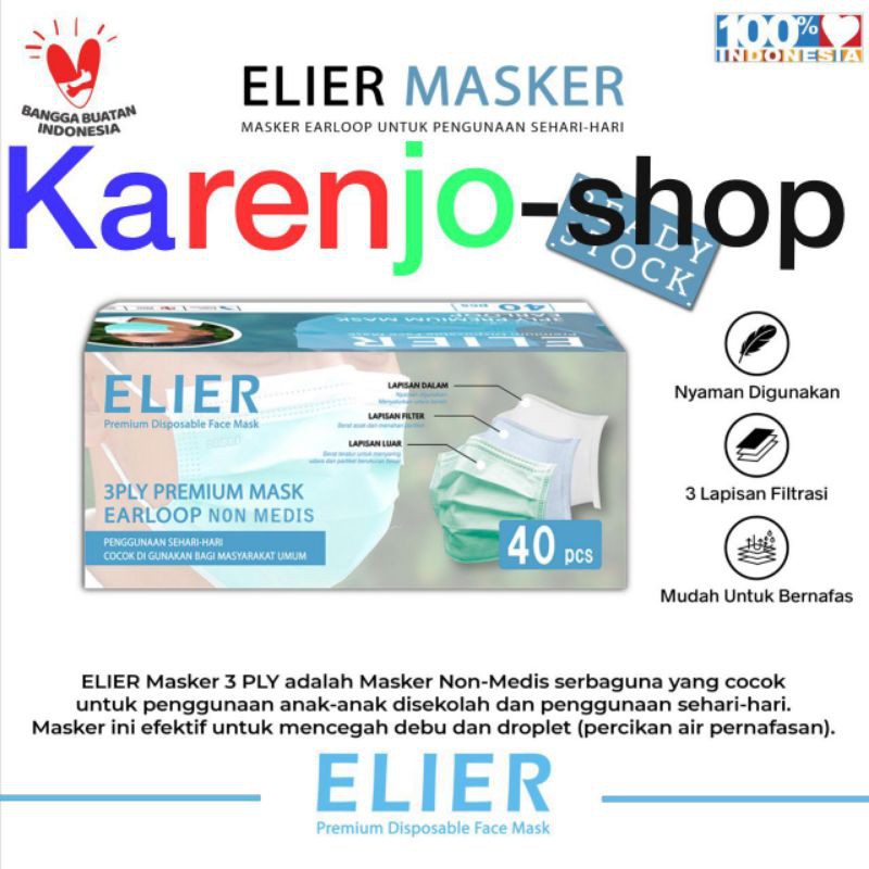 BOSON Earloop 40pcs masker non medis