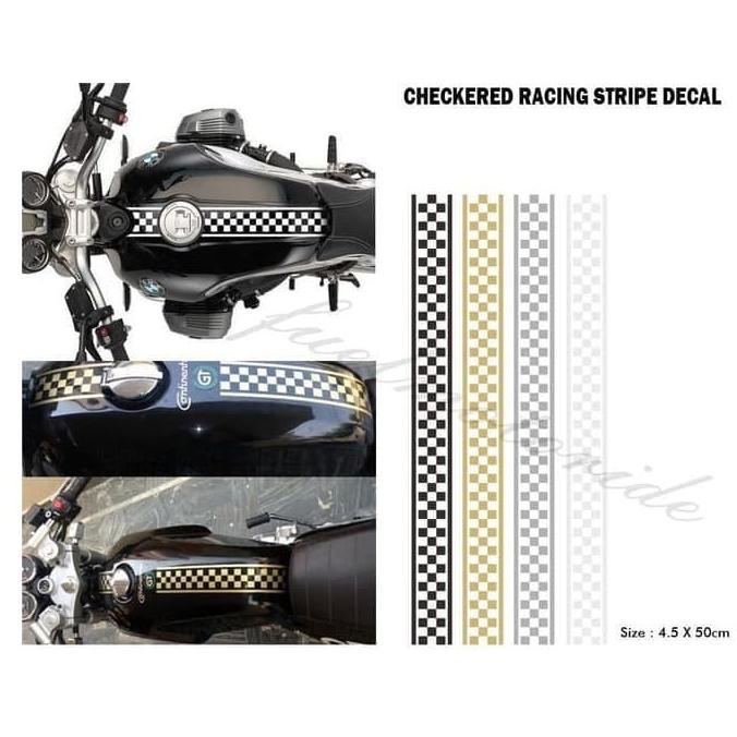 Sticker Tangki Decal Stripe Klasik Kawasaki W175 Yamaha XSR155 kings-m0 Ayo Beli