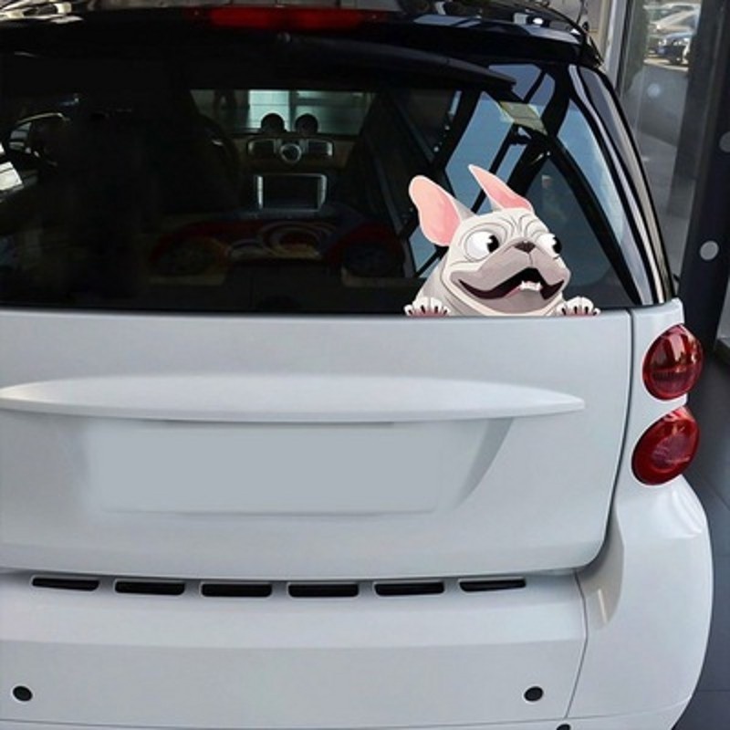 [1 Pcs Cute Cartoon Bulldog Car Stickers][Automobile Waterproof PVC Dog Animal Decorative Self-Adhesive Vinyl Stickers]