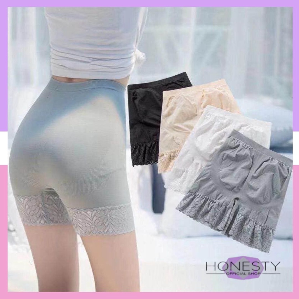 Miss H ~ 187 High WaistBoxer Celana Korset Munafie Bentuk Petak Pengecil Perut Renda Import Murah