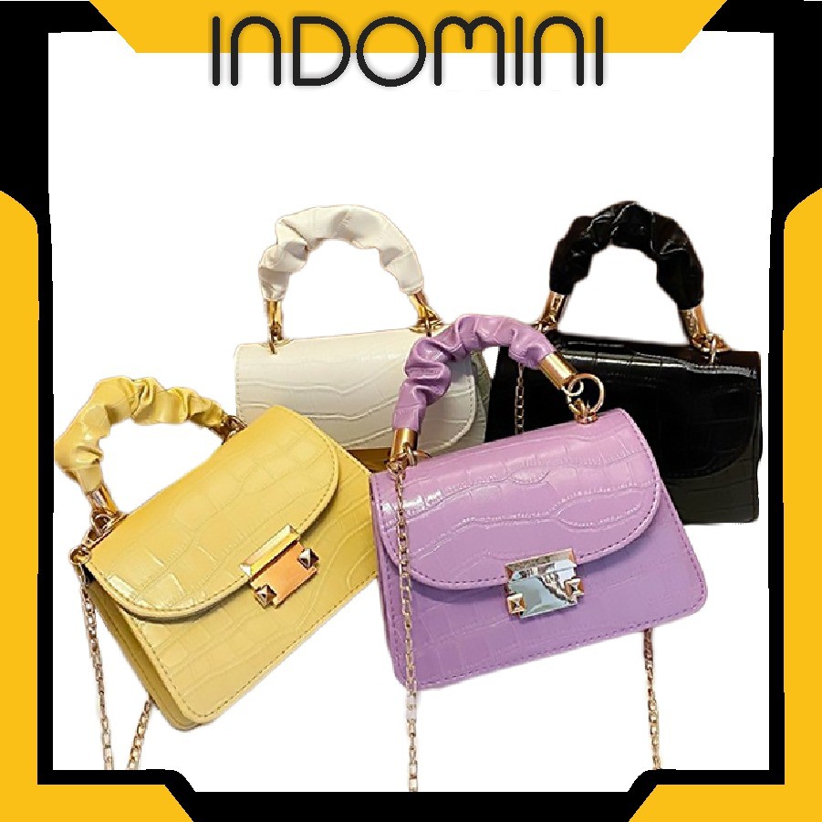 INDOMINI W137 TAS HANDBAG SELEMPANG MINI KULIT POLA BUAYA SLINGBAG SHOULDERBAG KULIT CEWEK IMPORT