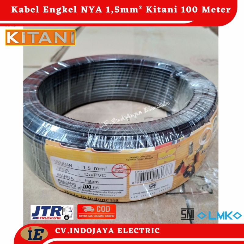 Kabel Nya Kitani 1.5 mm² Panjang100 meter Kabel Listrik Kawat Tunggal/Engkel