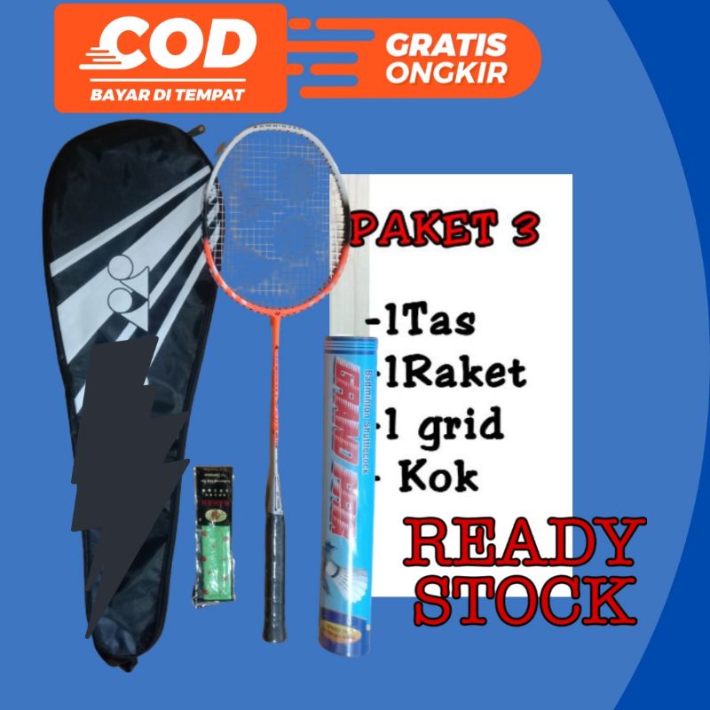 Raket batminton /raket bulutangkis/raket badminton paket lengkap bonus kok 1slop