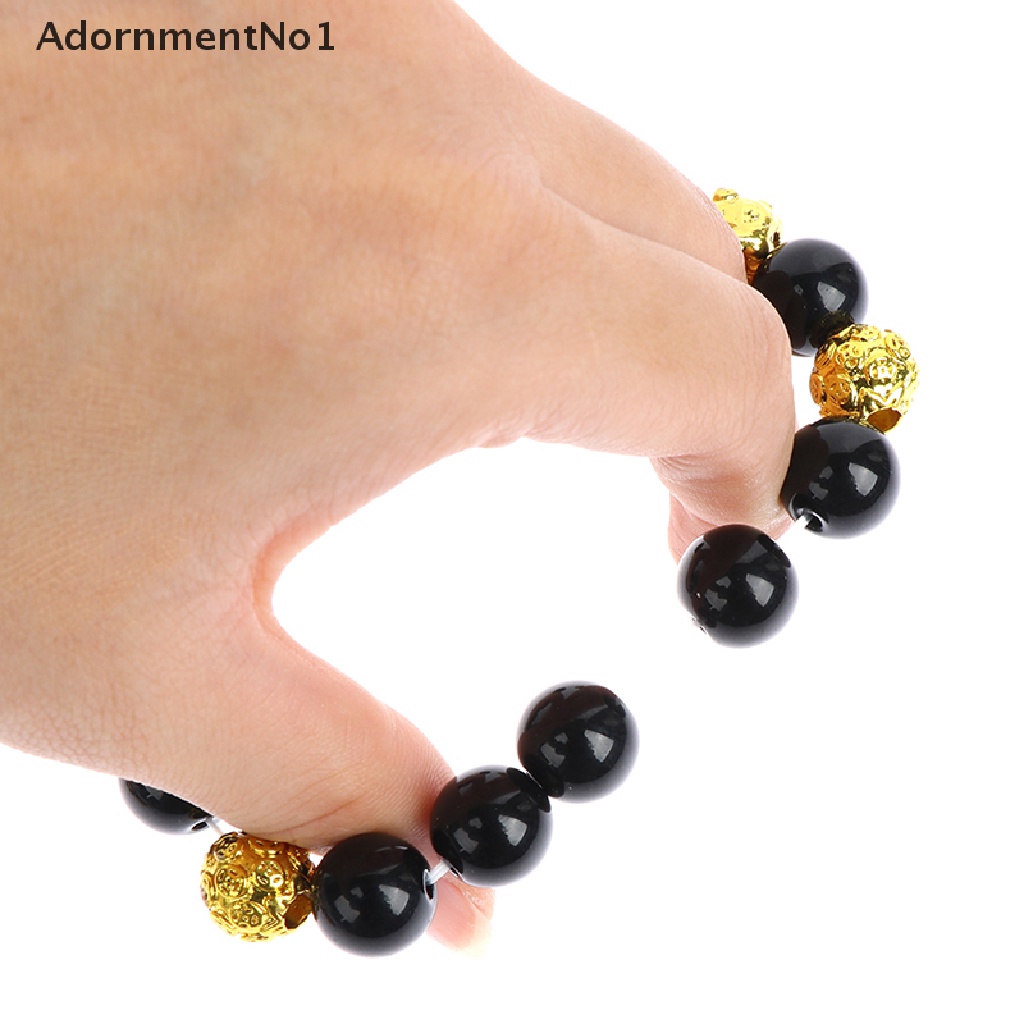 (AdornmentNo1) Gelang Tangan Manik-Manik Batu Obsidian Feng Shui Pixiu Warna Hitam Untuk Keberuntungan