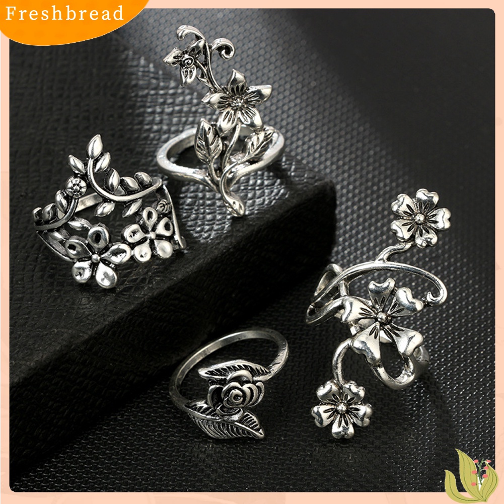 [TERLARIS]Vintage Flowers Vines Leaves Finger Rings Set Women Charm Jewelry Decoration