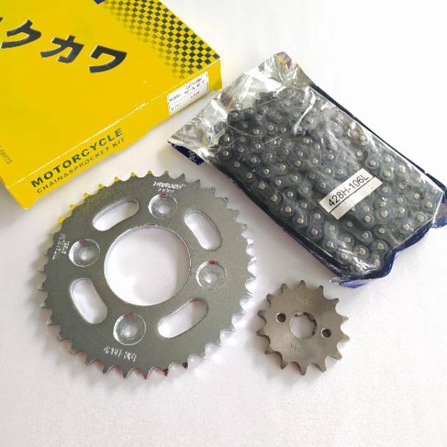 Gear Set Gir Paket Fukukawa Karisma Supra X125 KHP Rantai 428H-104L-35T-14T