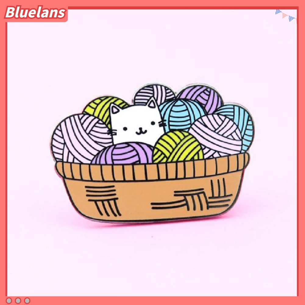 Bros Pin Kerah Motif Kucing Koper Tulisan Inggris