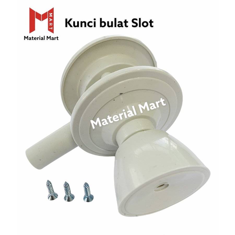 Tarikan Pintu PVC Slot Bulat | Kunci Pintu WC Plastik Handle Slot Putar Murah | Material Mart