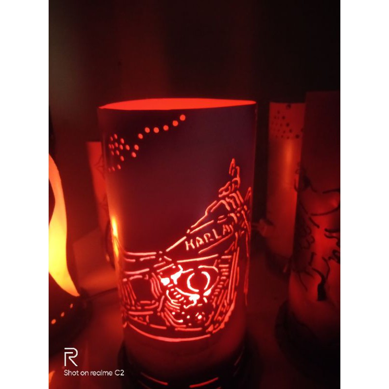 Hiasan rumah lampu hias ukir motor Harley