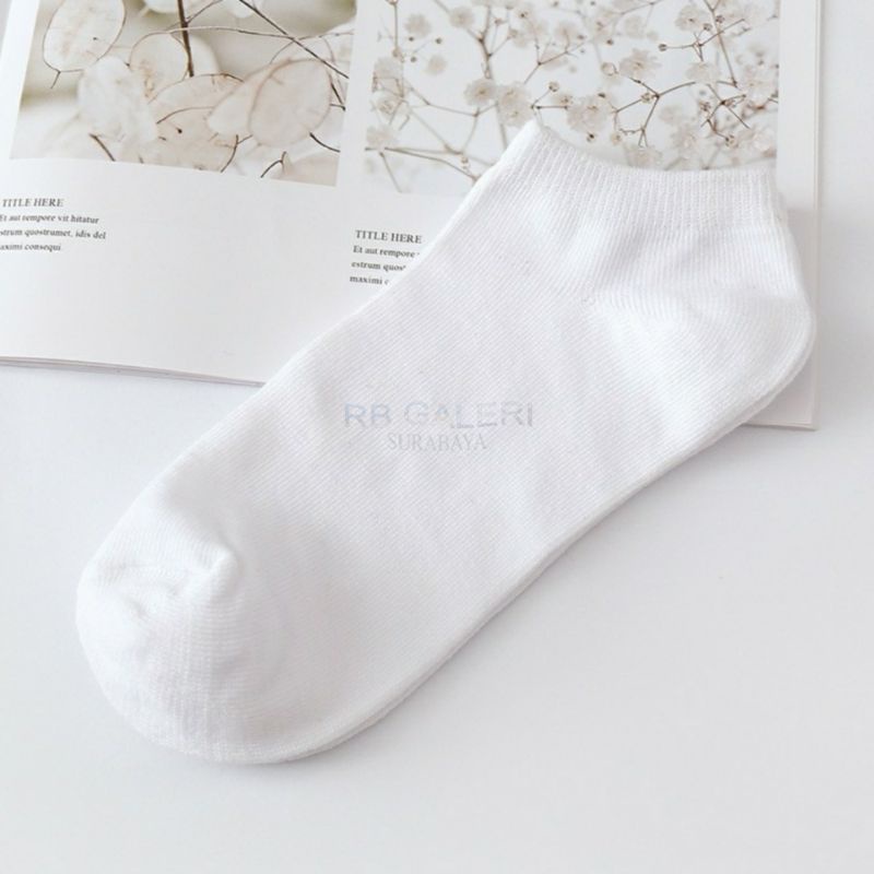 KAOS KAKI PENDEK POLOS FASHION PRIA WANITA MOTIF BERUANG DAISY ANKLE SOCK SEMATA KAKI HIDDEN SOCK RB-POLOS - PUTIH