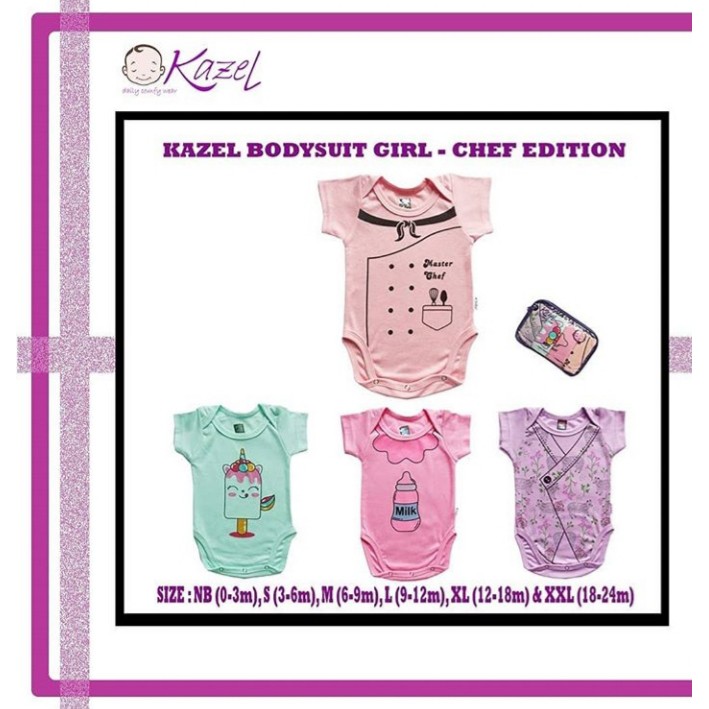 Kazel Body Suit Chef Girl Edition Jumper Bayi Isi 4 Pcs