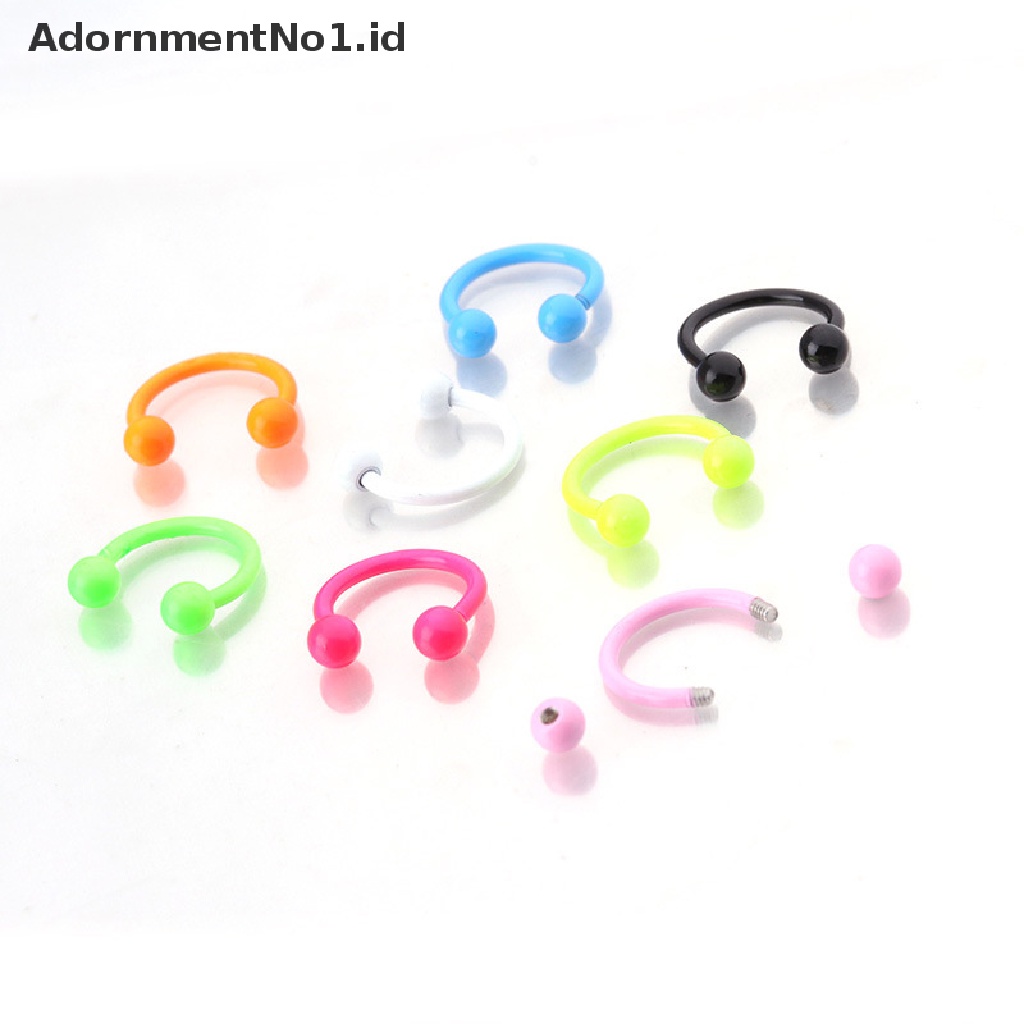 (AdornmentNo1) 8pcs Cincin Tindik Hidung / Tubuh Bentuk C Bahan Stainless Steel