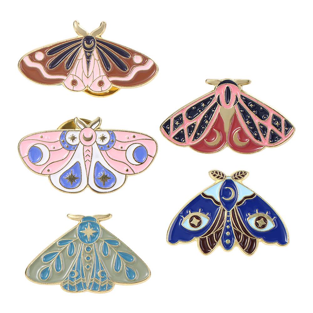 Mxbeauty Kupu-Kupu Ngengat Enamel Pin Lucu Fashion Sederhana Mantel Aksesoris Perhiasan Aksesoris Warna Emas Perhiasan Hadiah Kartun Bros Pin